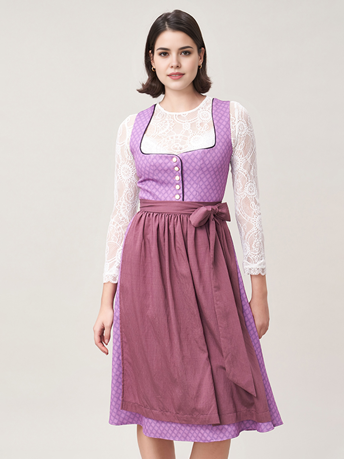 Modernes Dirndl in Lila – ein Beispiel für zeitgemäße Trachtenmode